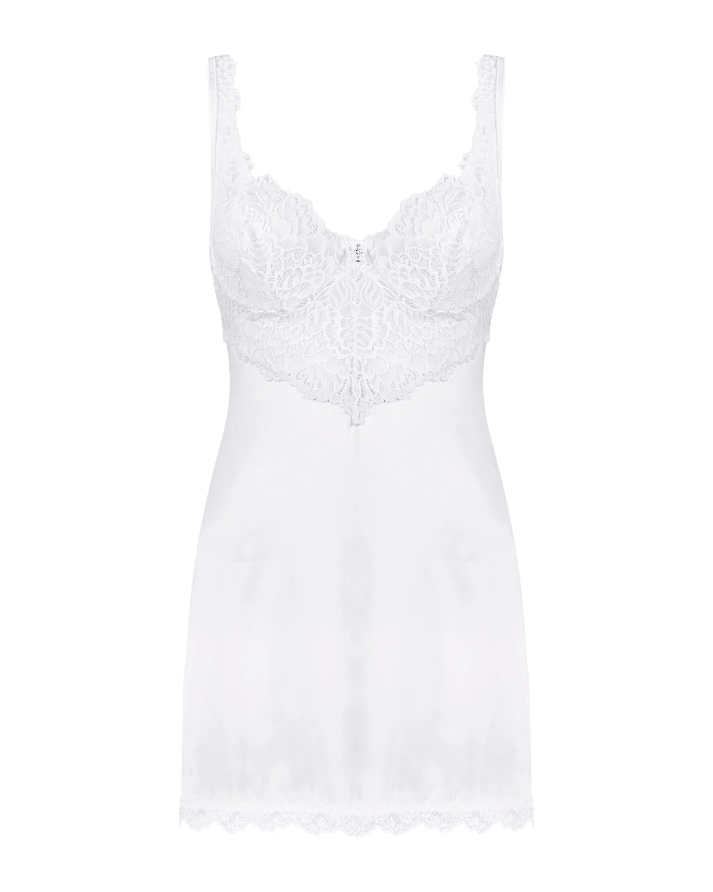 Сорочка Obsessive Amor Blanco з чашками та стрінгами, біла L/XL