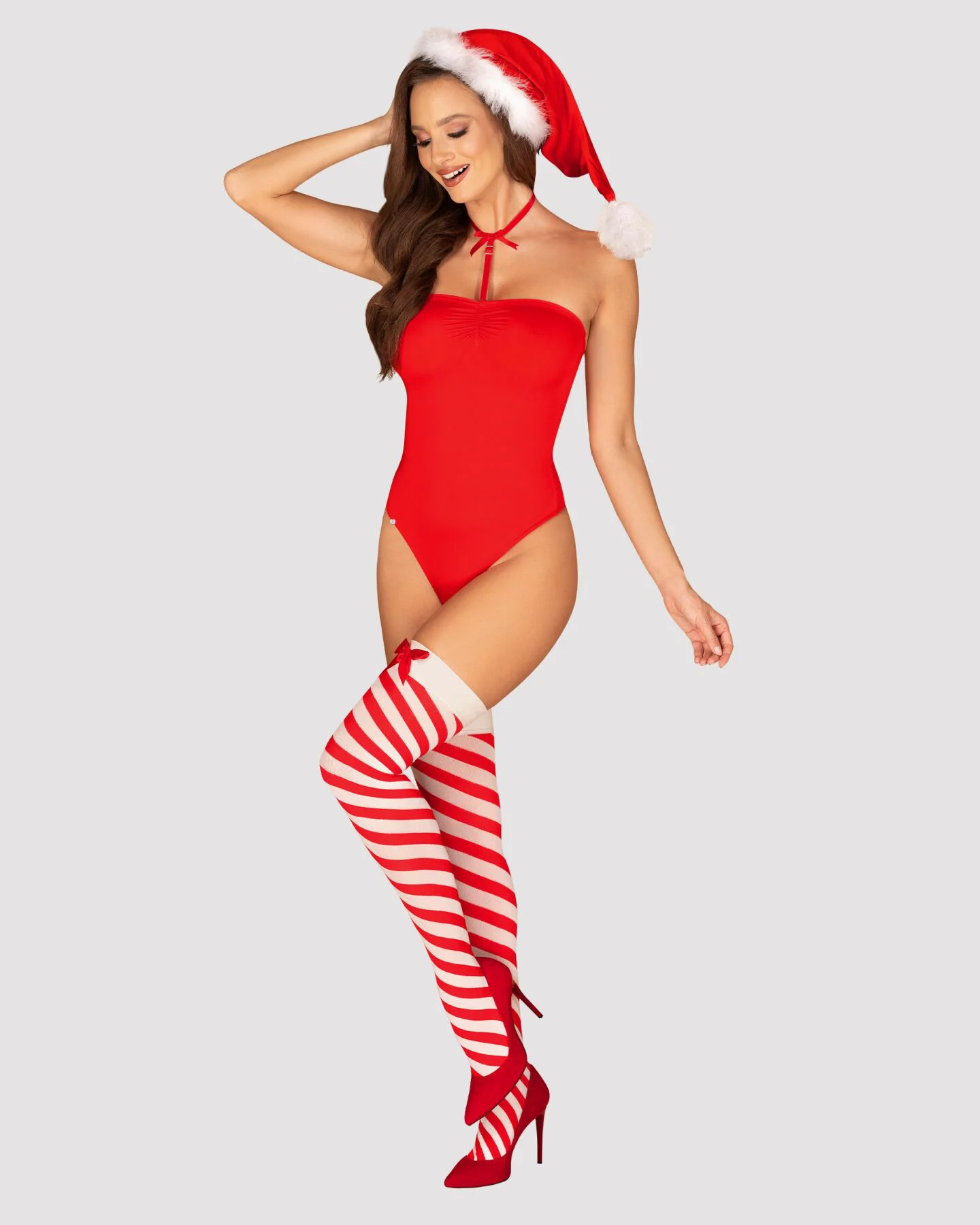 Елегантне боді Obsessive Kissmas червоне S/M - чудовий вибір