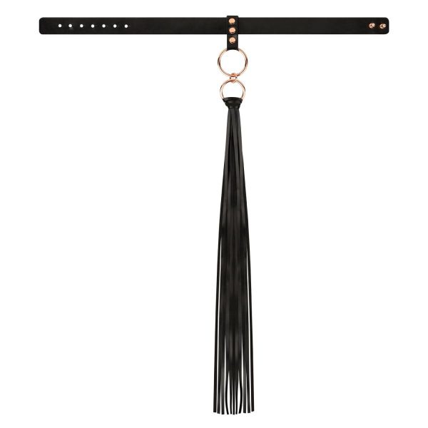 Нашийник с флогером Rosy Gold - Collar with Flogger - Black - Зображення 4