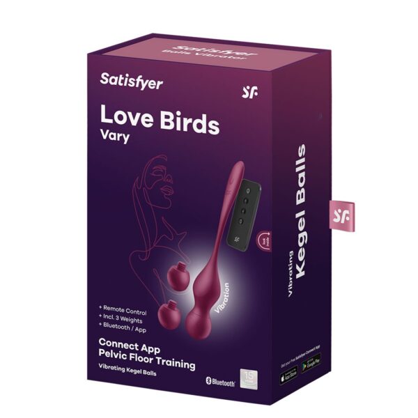 Смарт-вагінальні кульки з вібрацією Satisfyer Love Birds Vary Connect App, змінювана маса, пульт ДК - Зображення 6