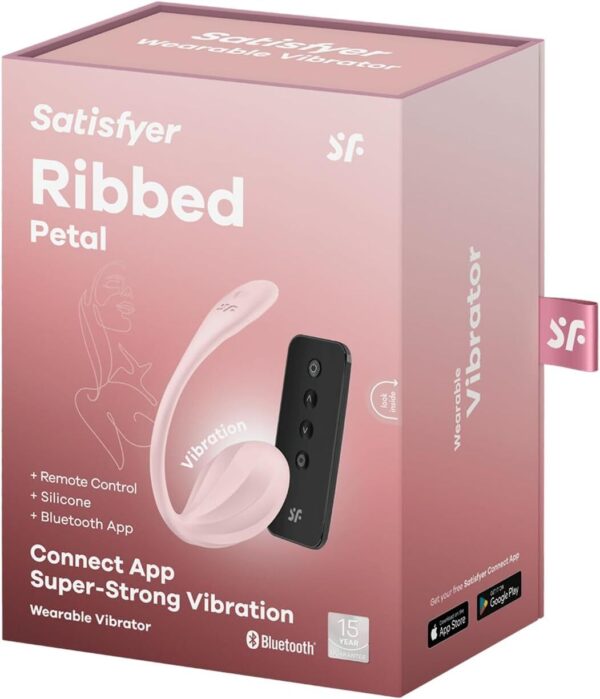 Смарт-віброяйце Satisfyer Ribbed Petal Connect App Rose, керування зі смартфона, пульт ДК - Зображення 7
