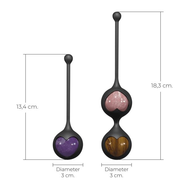 Вагінальні кульки Adrien Lastic Harmony Stones, напівдорогоцінне каміння, діаметр 3 см, 2 тримачі - Зображення 2