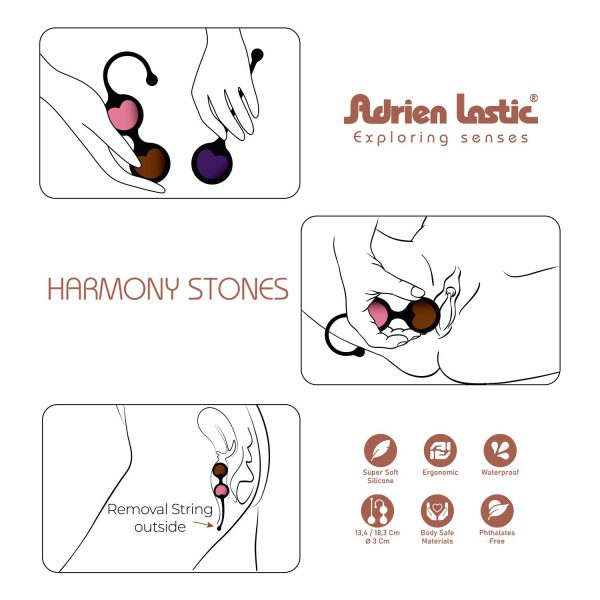 Вагінальні кульки Adrien Lastic Harmony Stones, напівдорогоцінне каміння, діаметр 3 см, 2 тримачі - Зображення 9