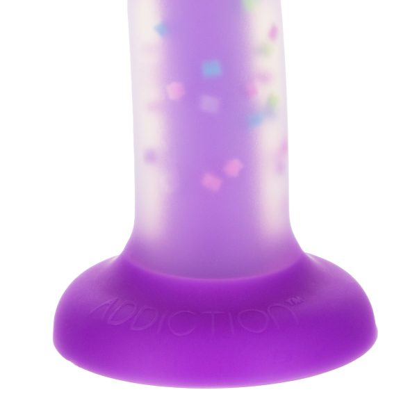 Фалоімітатор, що світиться в темряві, ADDICTION Rave 8″, Glow in the Dark Dildo Purple Confetti, 20,3 см - Зображення 5
