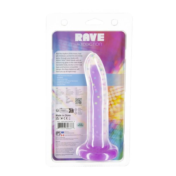 Фалоімітатор, що світиться в темряві, ADDICTION Rave 8″, Glow in the Dark Dildo Purple Confetti, 20,3 см - Зображення 8