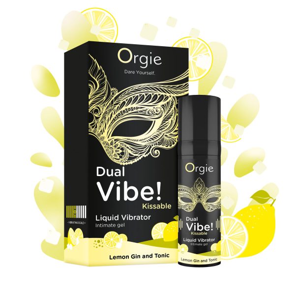 Рідкий вібратор Orgie Dual Vibe! Lemon Gin And Tonic Kissable Liquid Vibrator, 15 мл - Зображення 2