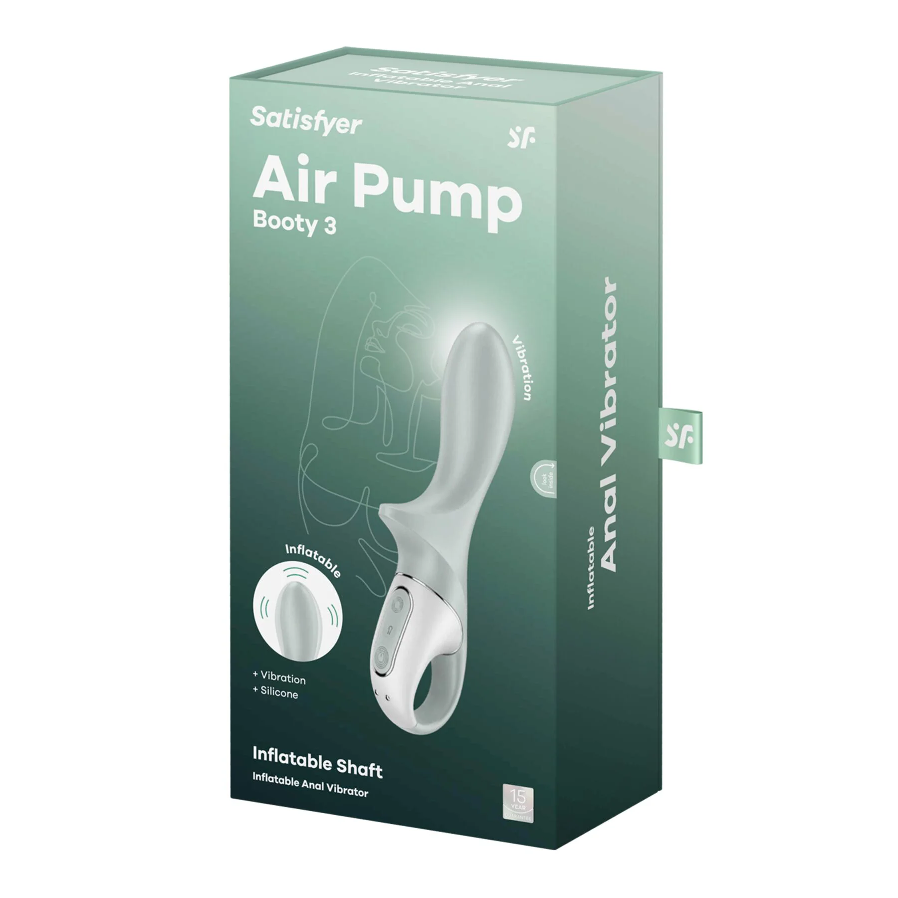 Надувний вібратор Satisfyer Air Pump Booty 3, гнучкий стовбур