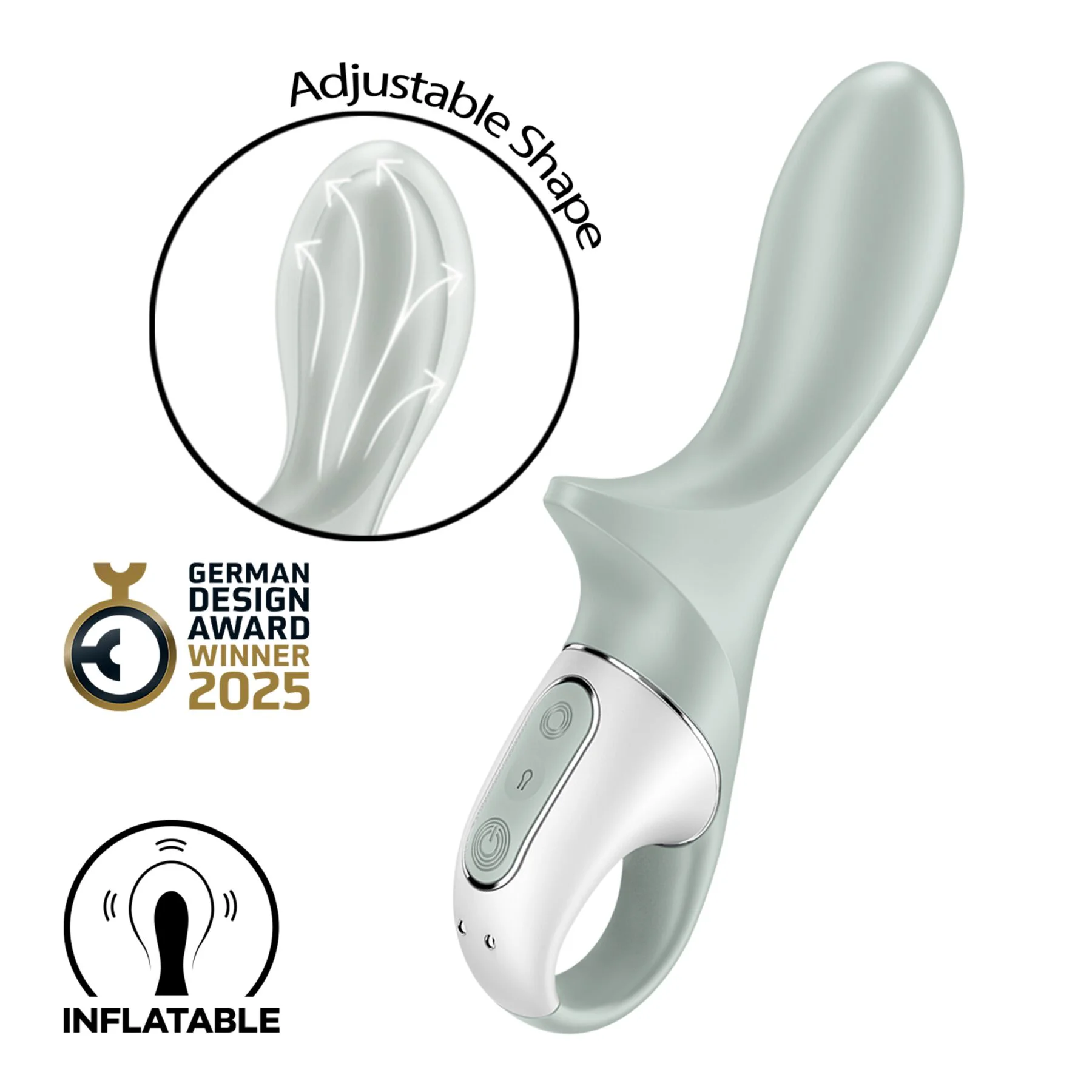 Надувний вібратор Satisfyer Air Pump Booty 3, гнучкий стовбур