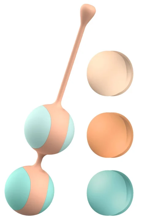 Вагінальні кульки Liebe Kewos — Peach/Mint, 5 кульок у комплекті, 15, 25, 35, 45 та 55 г