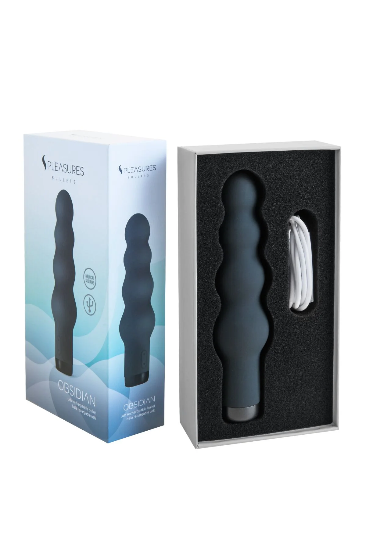 Вібратор S Pleasures Bullets Obsidian, чорний, у вигляді ряду кульок, 10 режимів, діаметр 4 см - Зображення 4