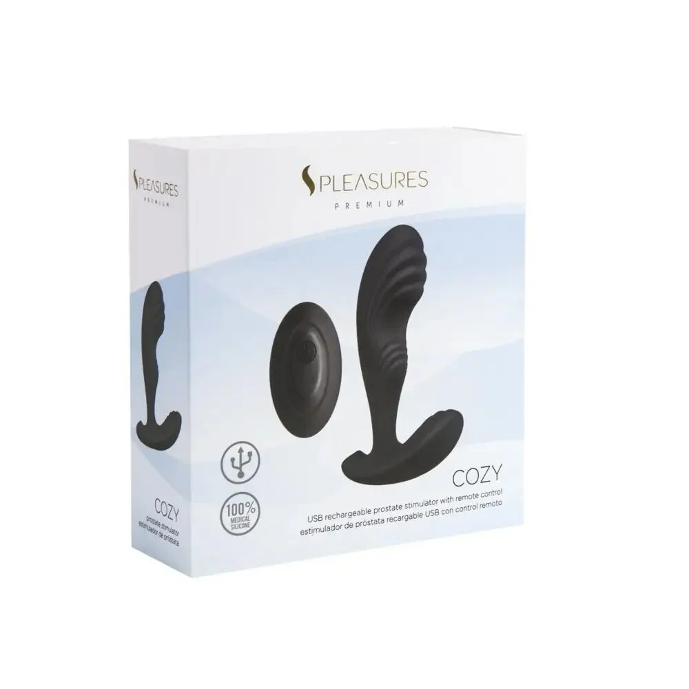 Вібромасажер простати S Pleasures Premium Cozy, чорний, з рельєфною головкою, 10 режимів