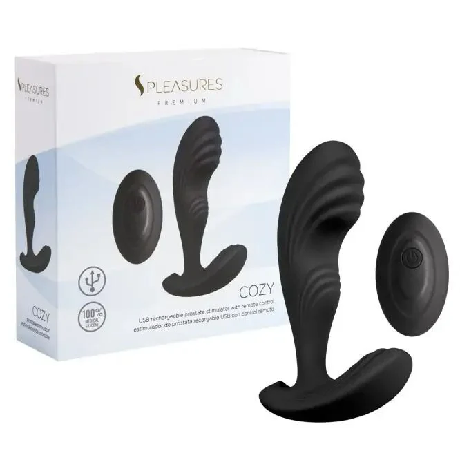 Вібромасажер простати S Pleasures Premium Cozy, чорний, з рельєфною головкою, 10 режимів