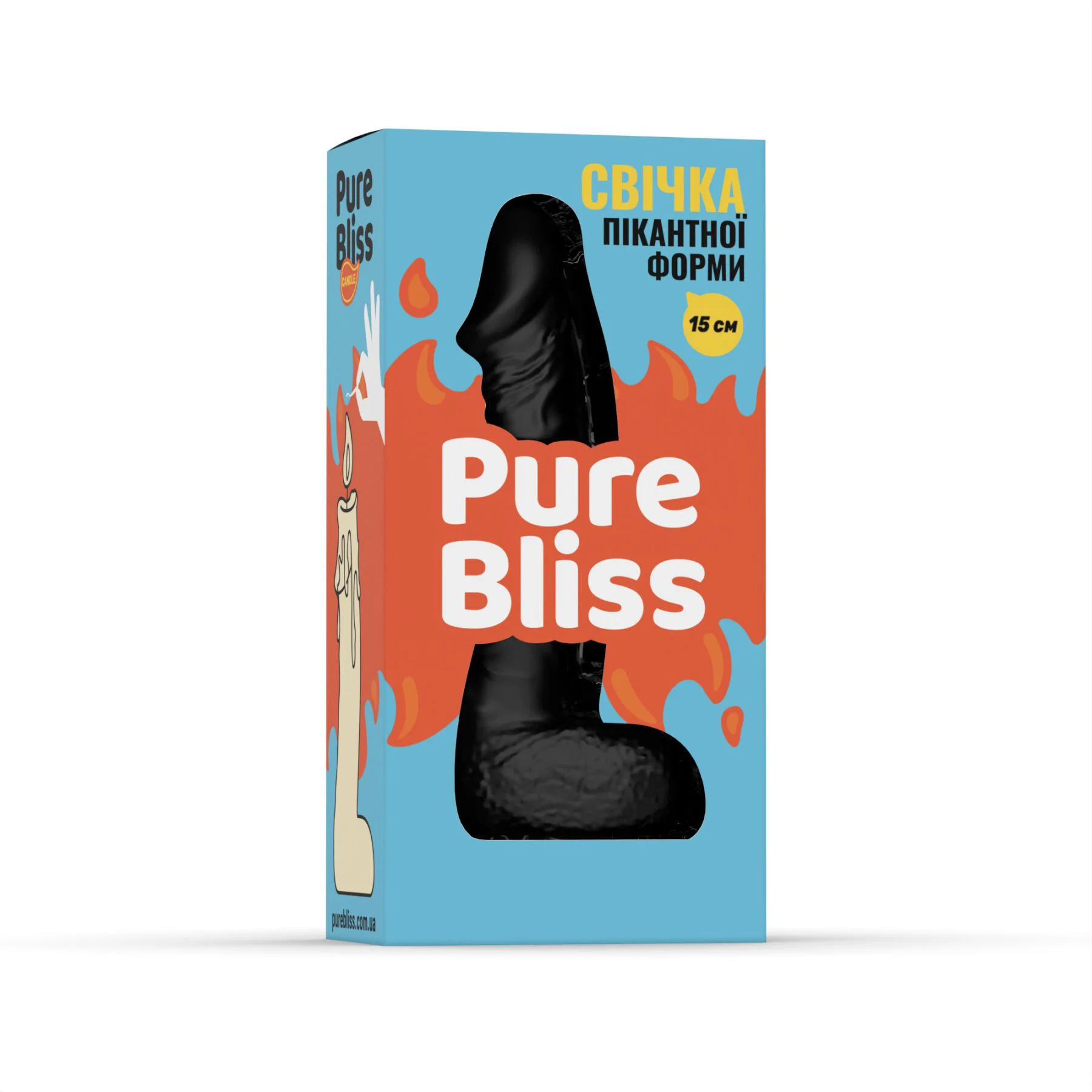 Свічка у вигляді члена Pure Bliss MINI Black 15 см - Зображення 6