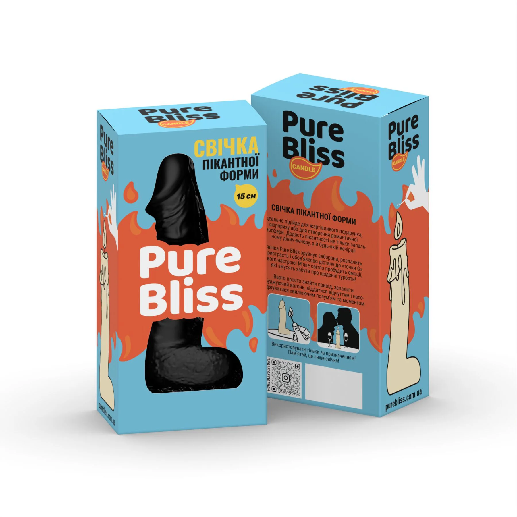 Свічка у вигляді члена Pure Bliss MINI Black 15 см - Зображення 7