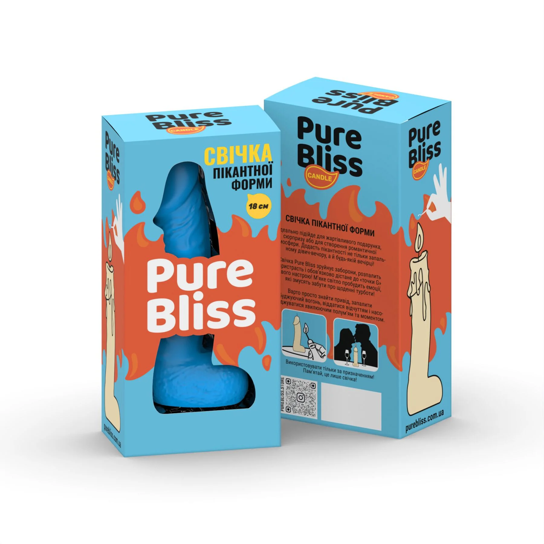 Свічка у вигляді члена Pure Bliss BIG Blue 18 см - Зображення 6