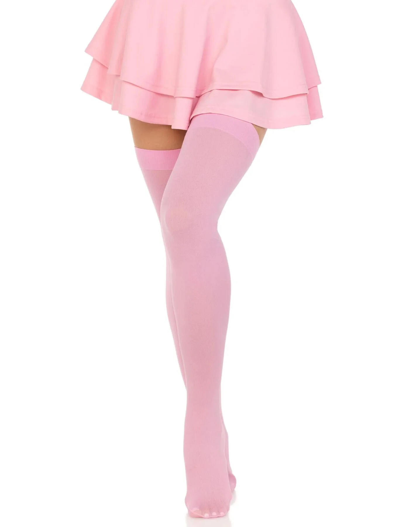 Щільні непрозорі панчохи Leg Avenue Opaque Nylon Thigh Highs Pink, One Size - Зображення 3