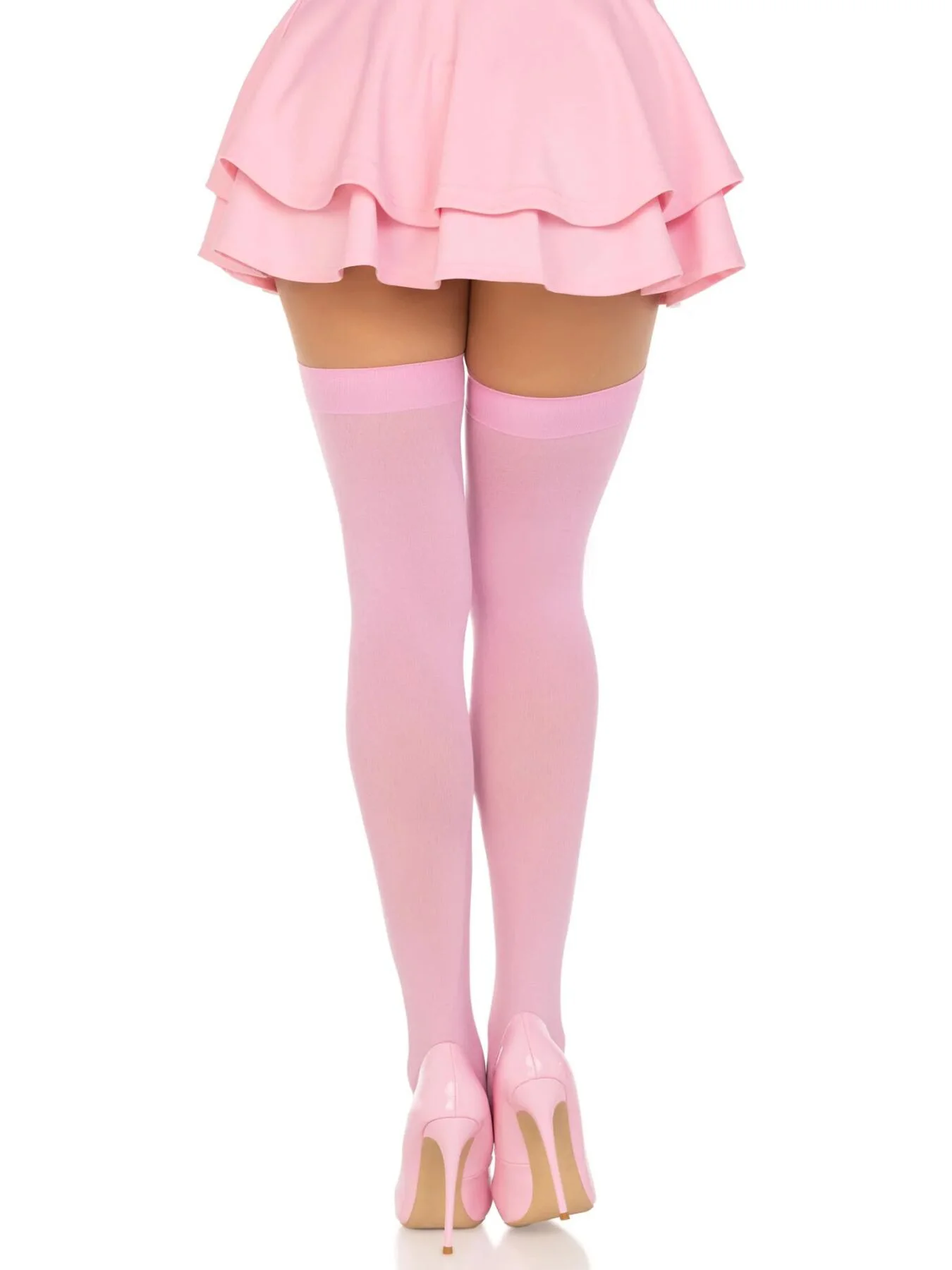 Щільні непрозорі панчохи Leg Avenue Opaque Nylon Thigh Highs Pink, One Size - Зображення 2