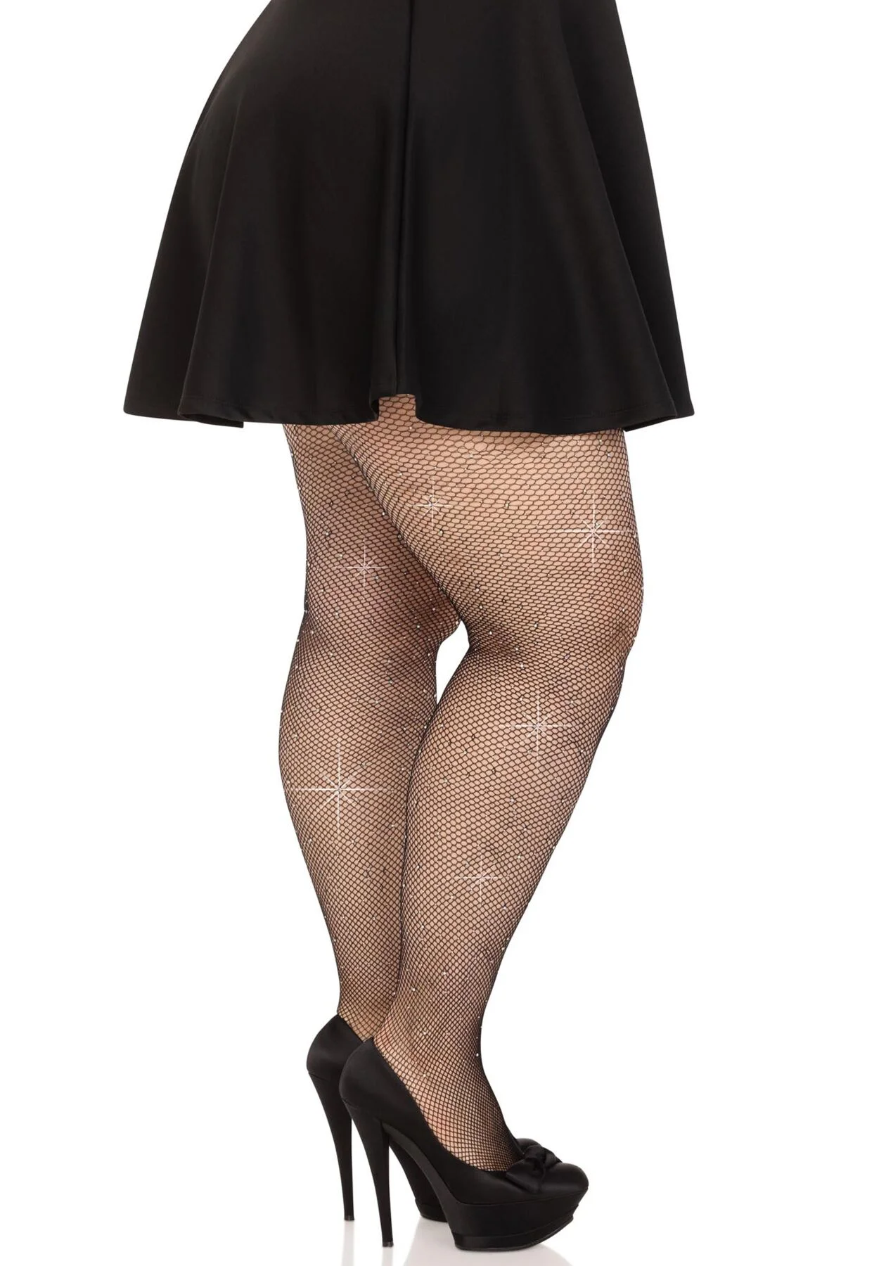 Колготки Leg Avenue Rhinestone Micro Net Tights, Plus Size, Чорні