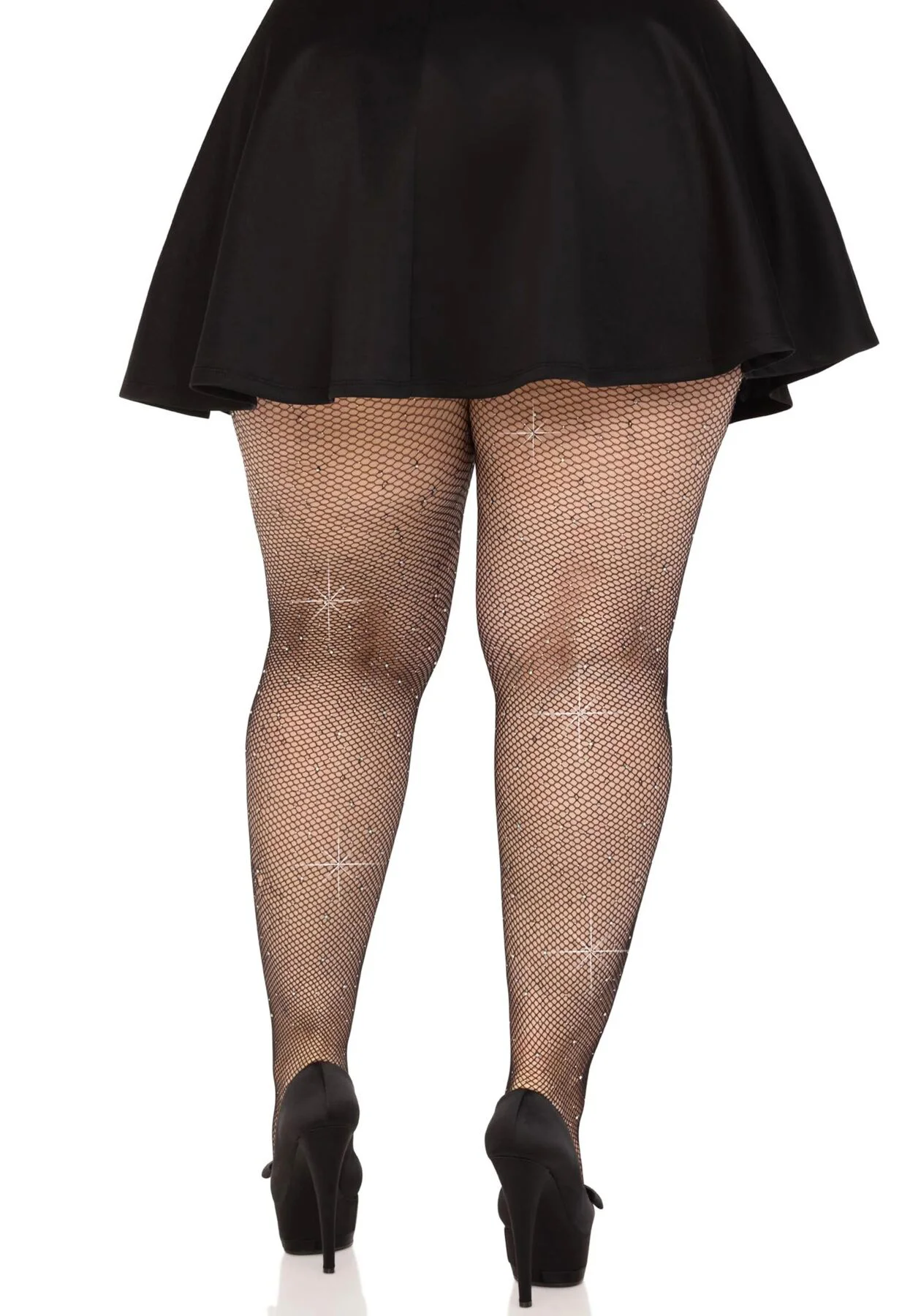 Колготки Leg Avenue Rhinestone Micro Net Tights, Plus Size, Чорні
