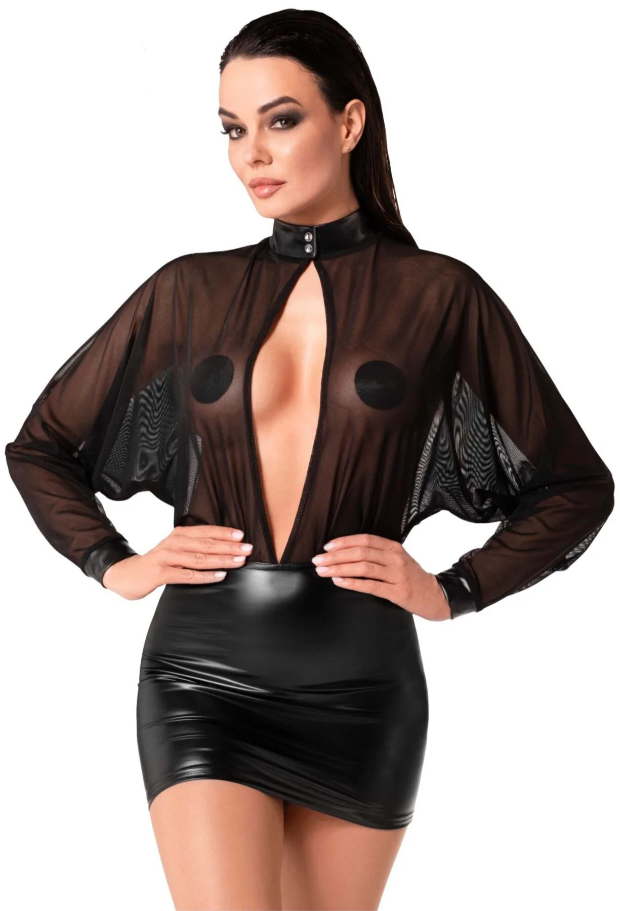 Сукня Noir Handmade F348 Powerwetlook та тюль - розмір 3XL