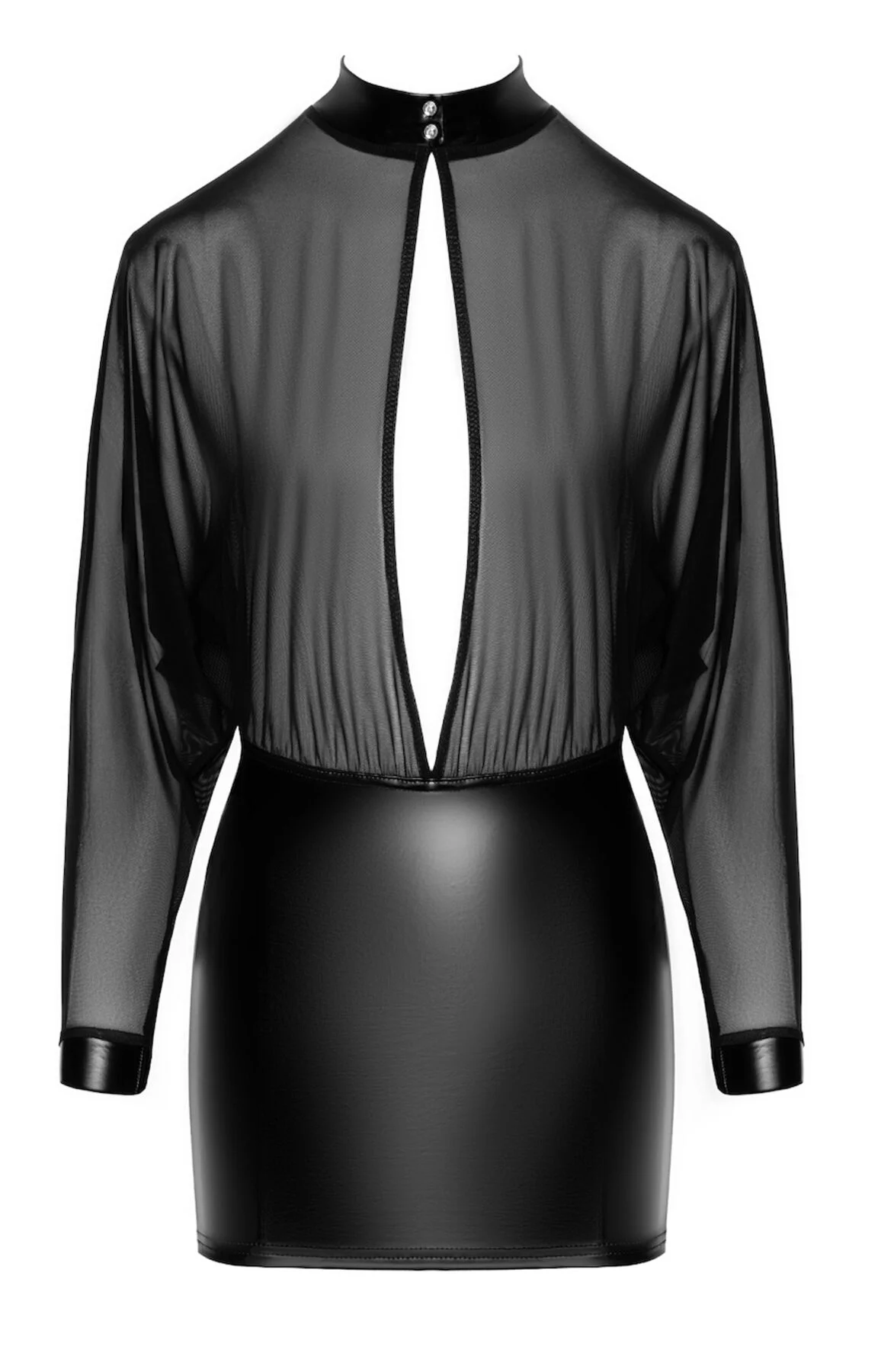 Чорна сукня Noir Handmade F348 з Powerwetlook і тюлю - 4XL