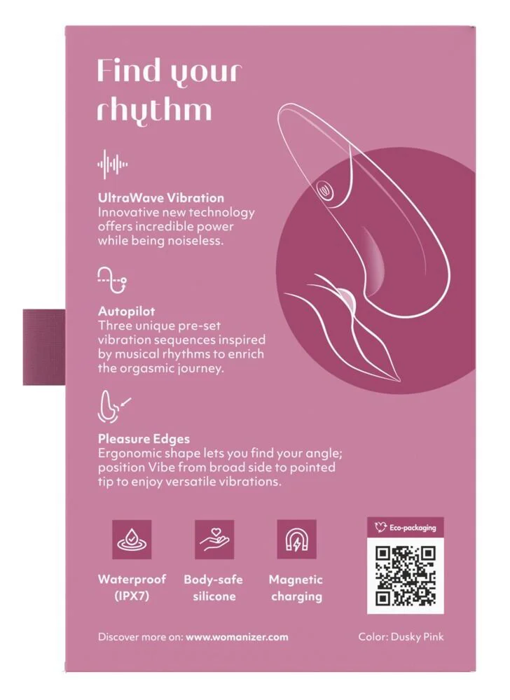 Мінівібратор Womanizer Vibe Dusky Pink, 3 авторежими + 10 рівнів інтенсивності - Зображення 10