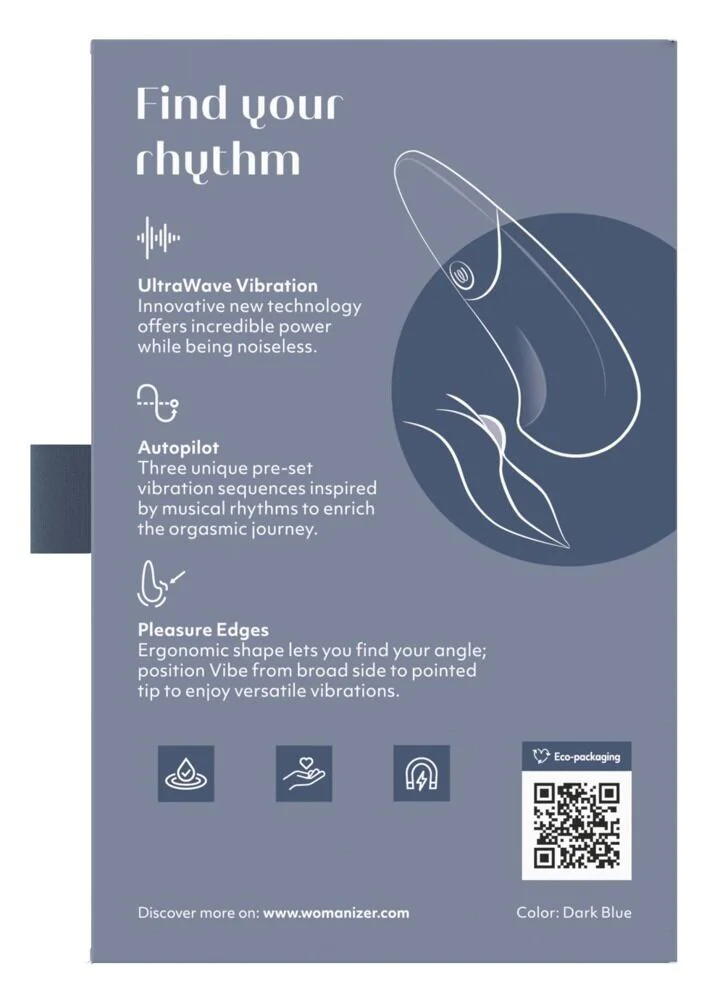 Мінівібратор Womanizer Vibe Dark Blue, 10 рівнів, водонепроникний