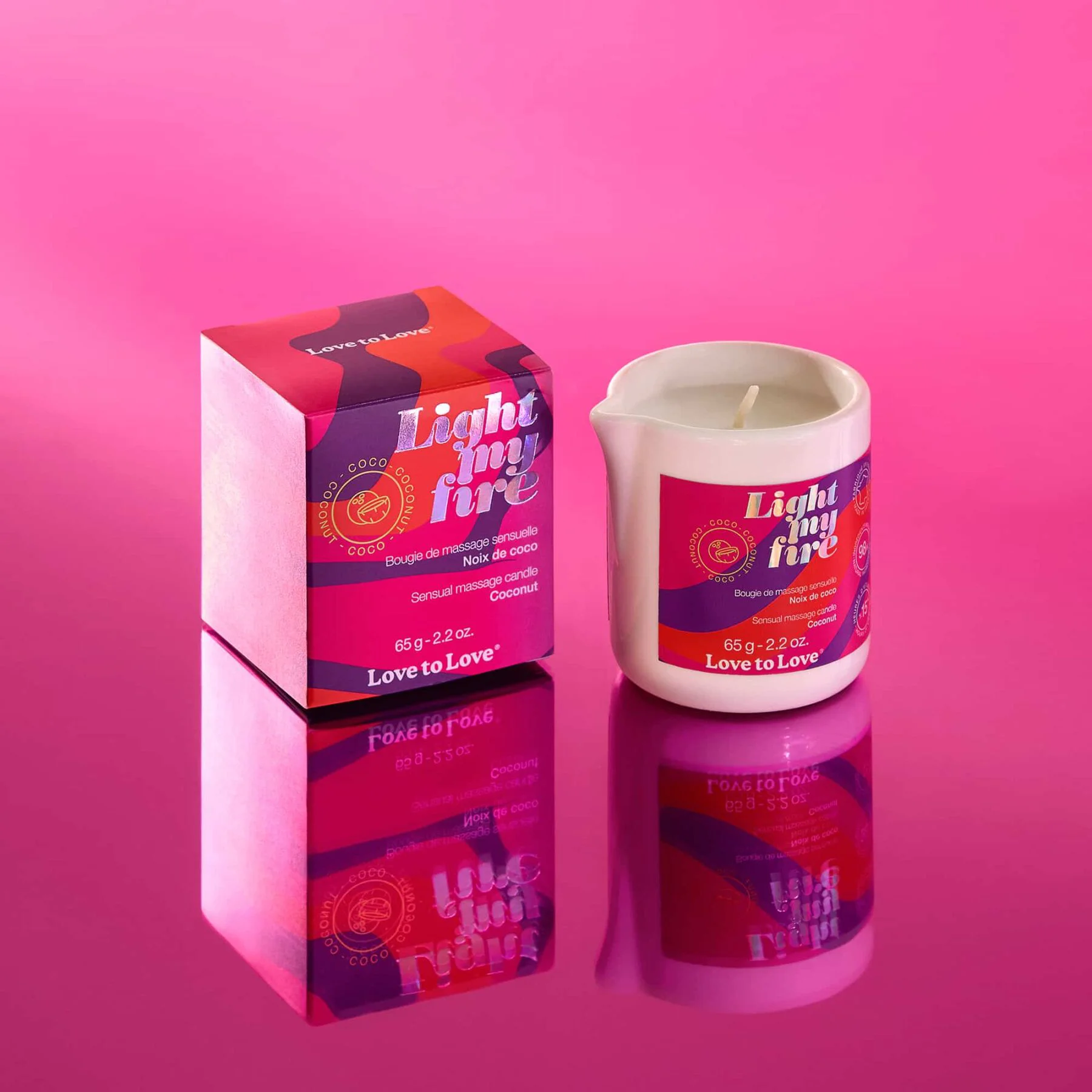 Масажна свічка Love To Love LIGHT MY FIRE Coconut, 65 мл