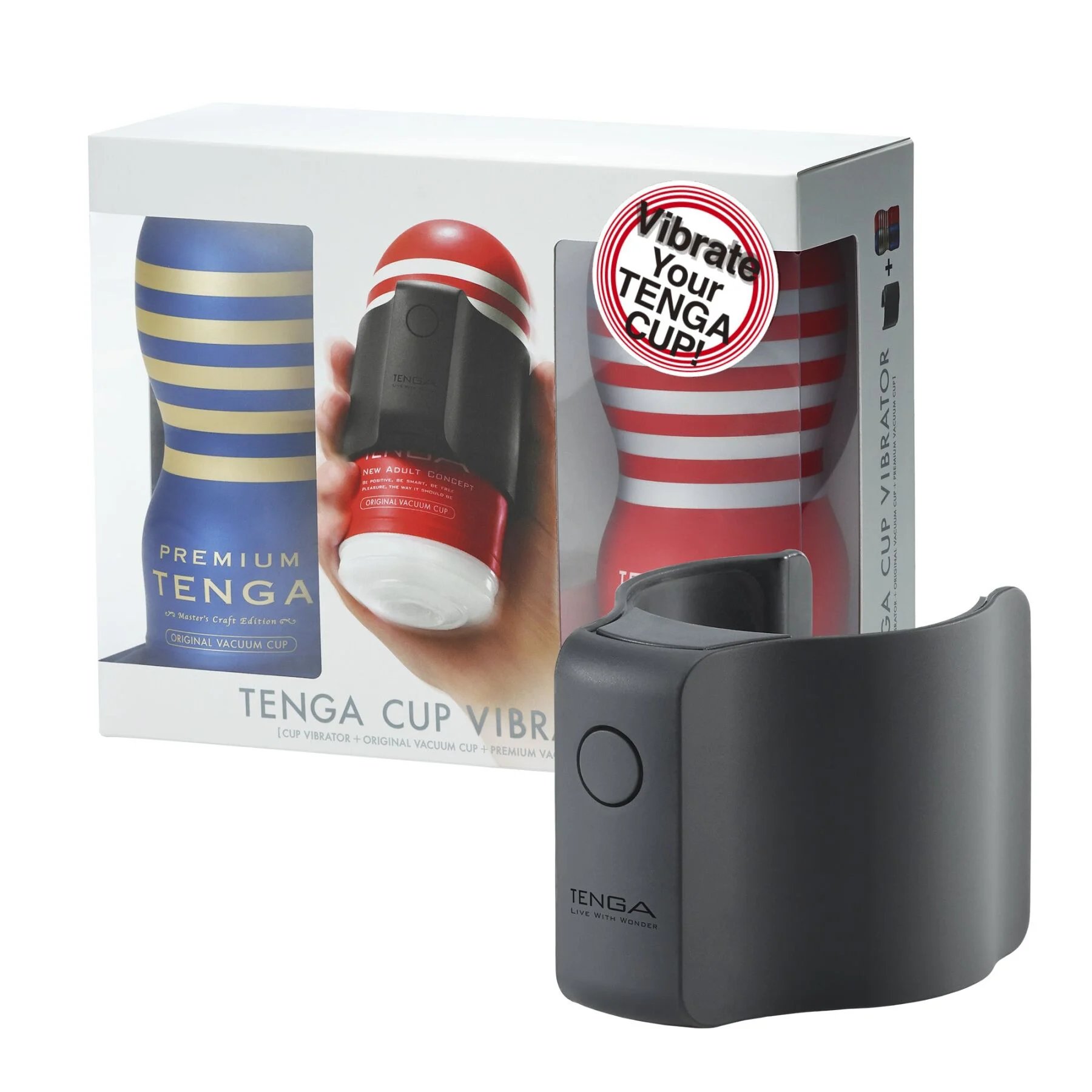 Вібронасадка Tenga CUP VIBRATOR з 7 режимами та 2 мастурбаторами