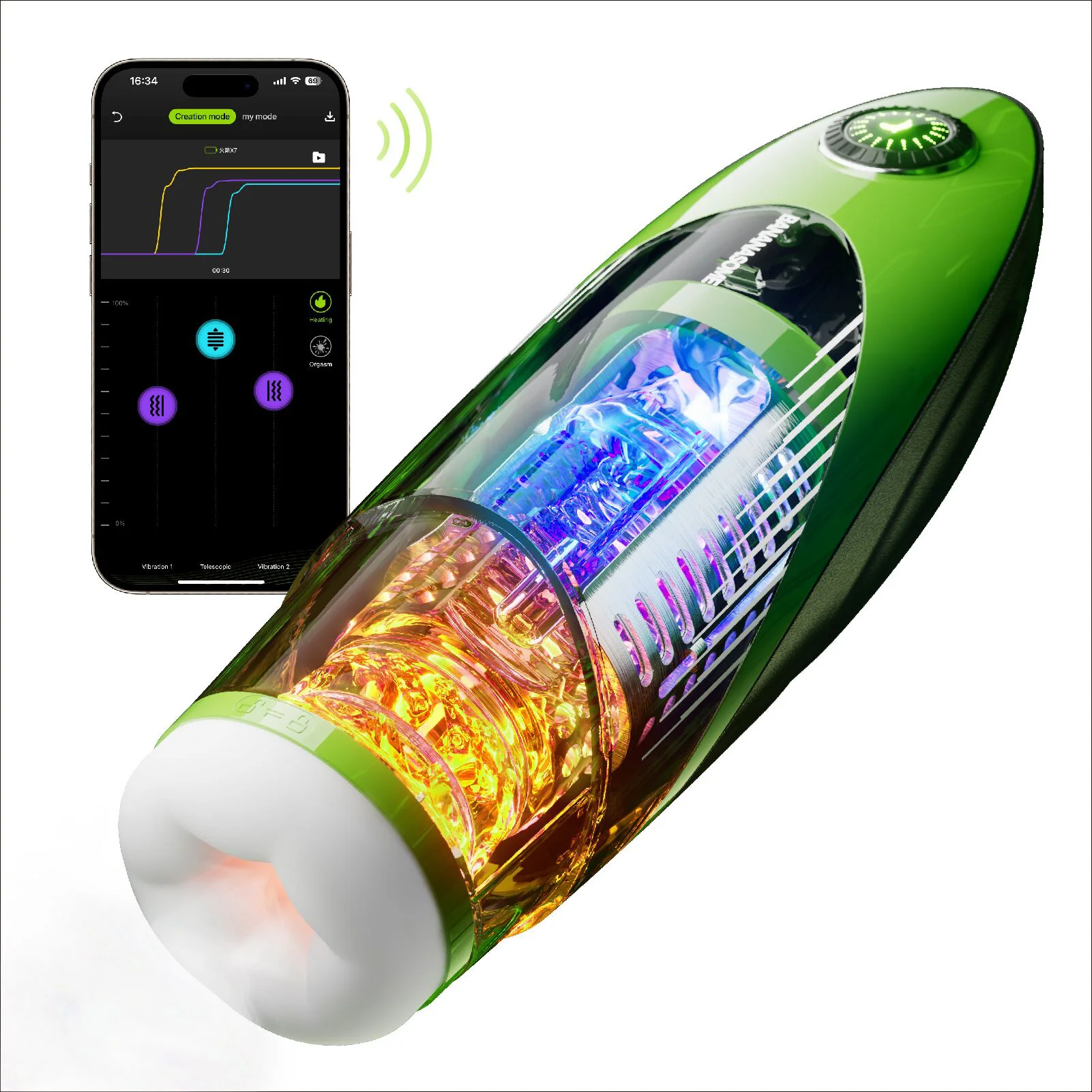 Смарт-мастурбатор BANANASOME ROCKET X7 з вібраціями та підігрівом