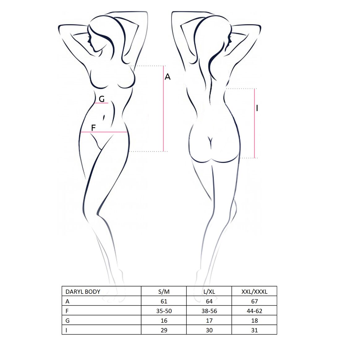 Чорний боді з глибоким декольте Passion DARYL BODY L/XL