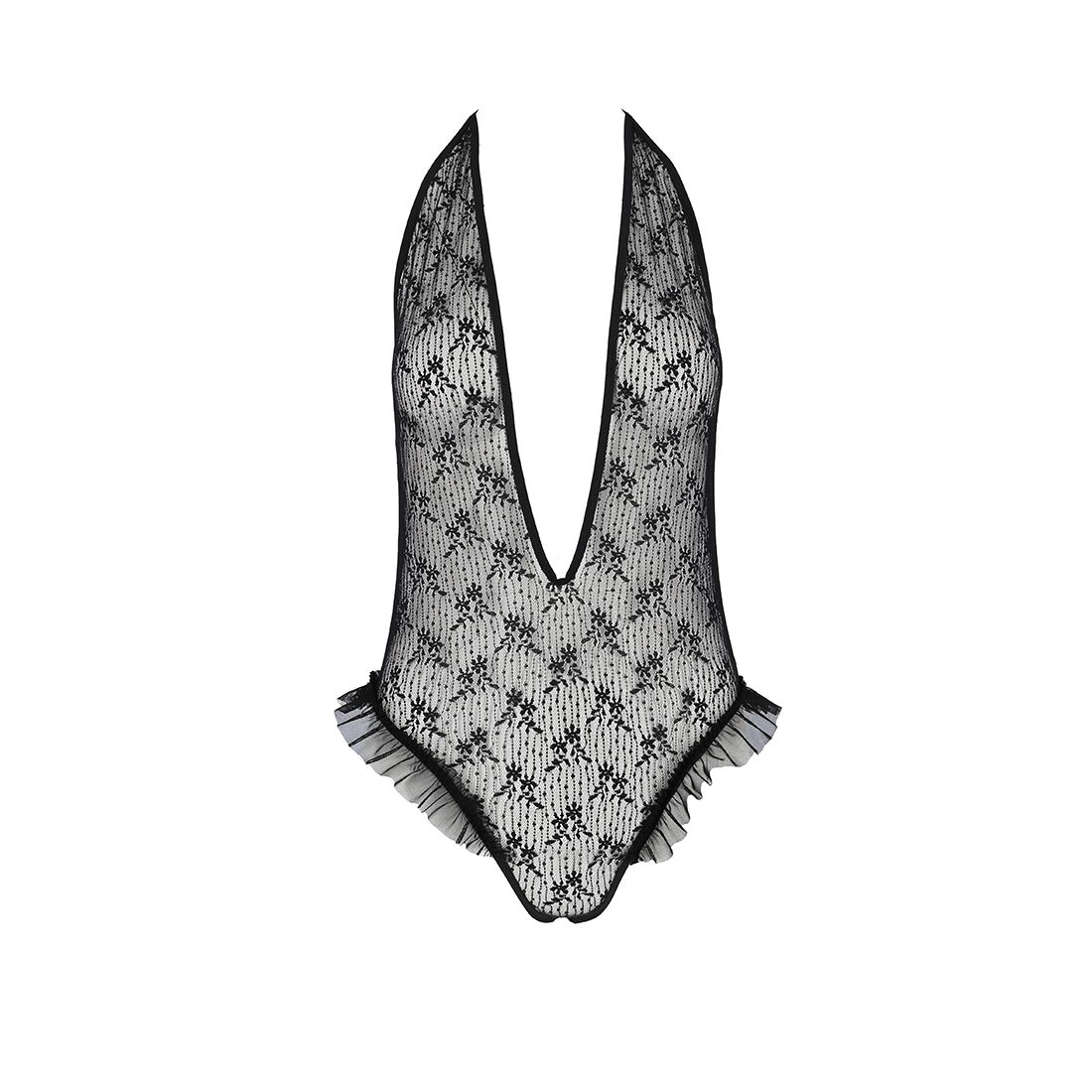 Боді монокіні з мережива Passion OTAVIA BODY S/M, чорне - Зображення 4