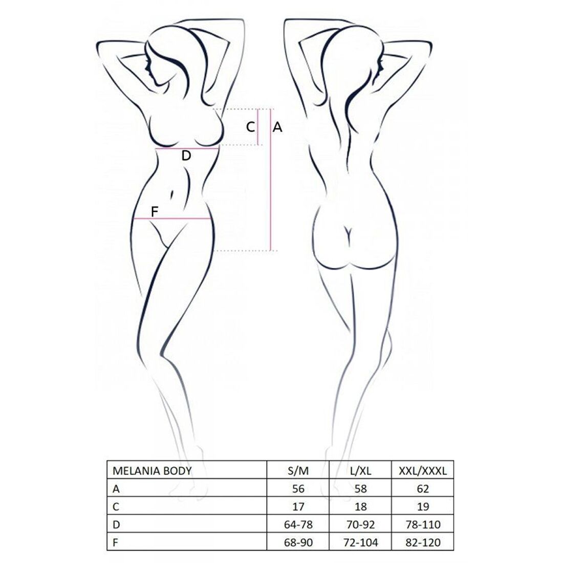 Боді Passion MELANIA BODY L/XL, чорний, елегантний стиль