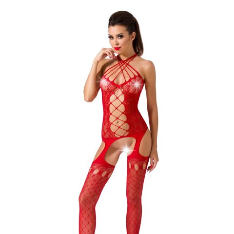 Бодістокінг Passion BS056 Red, елегантний комбінезон