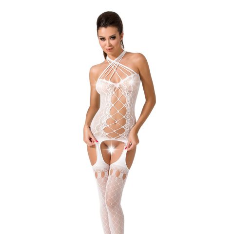 Вишуканий Бодістокінг Passion BS056 White - Елегантний Комбінезон