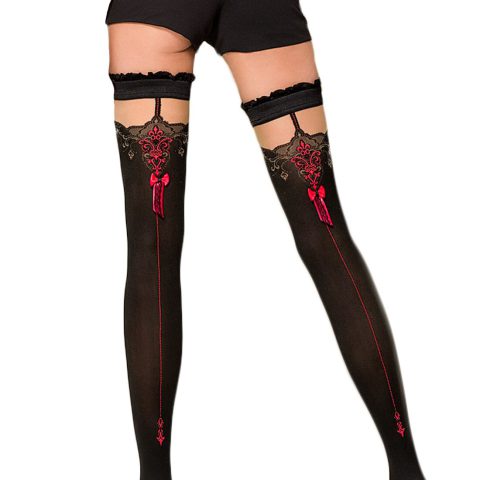 Щільні панчохи Passion ST100 з фантазійним візерунком, червоні