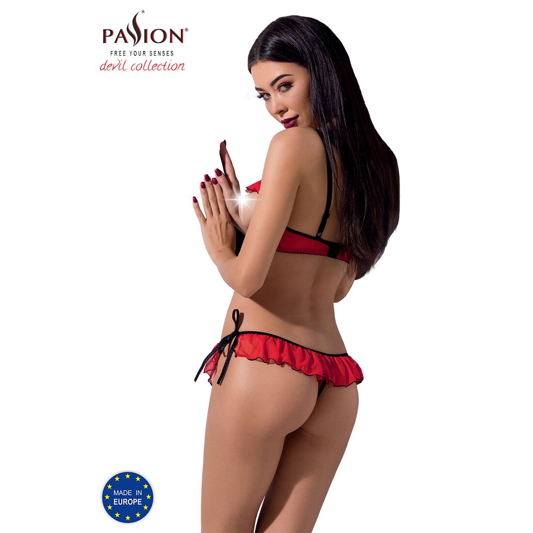 Комплект білизни Passion CHERRY SET OpenBra XXL/XXXL red - Зображення 3