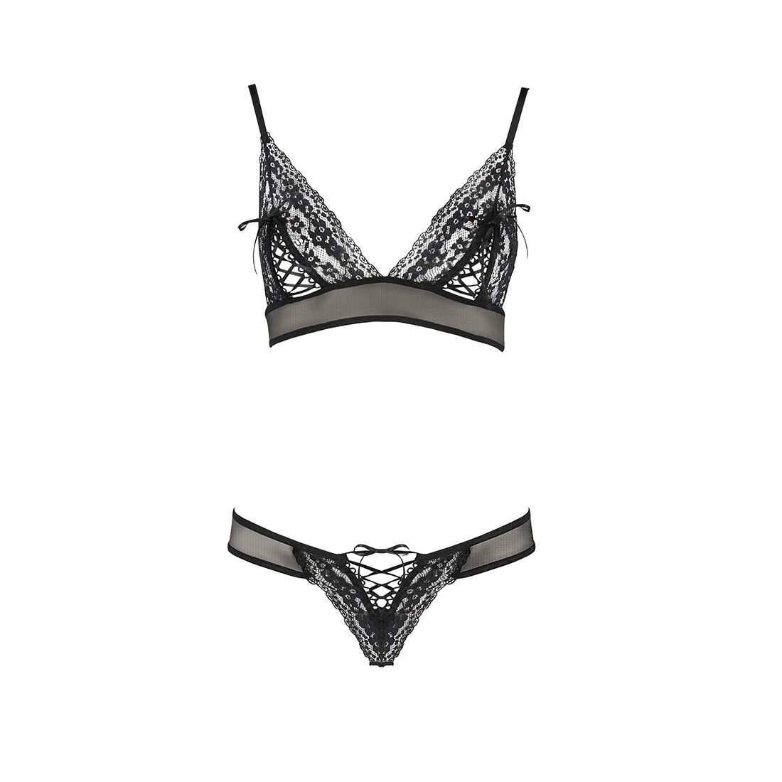 Комплект білизни Passion ERZA SET S/M, чорний, ліф і трусики - Зображення 4