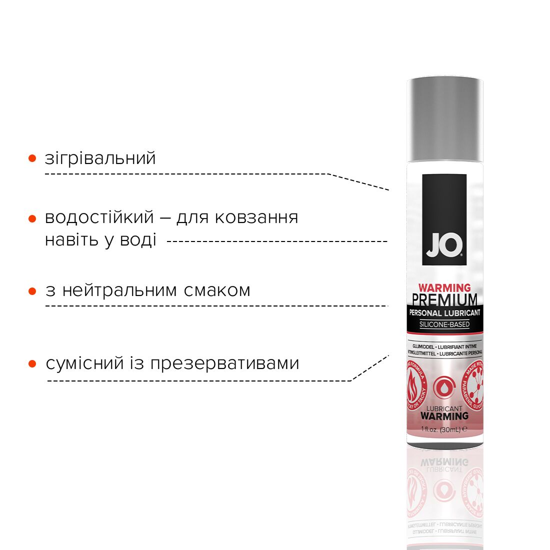 Розігрівальний лубрикант на силіконовій основі JO PREMIUM — WARMING (30 мл) - Зображення 4