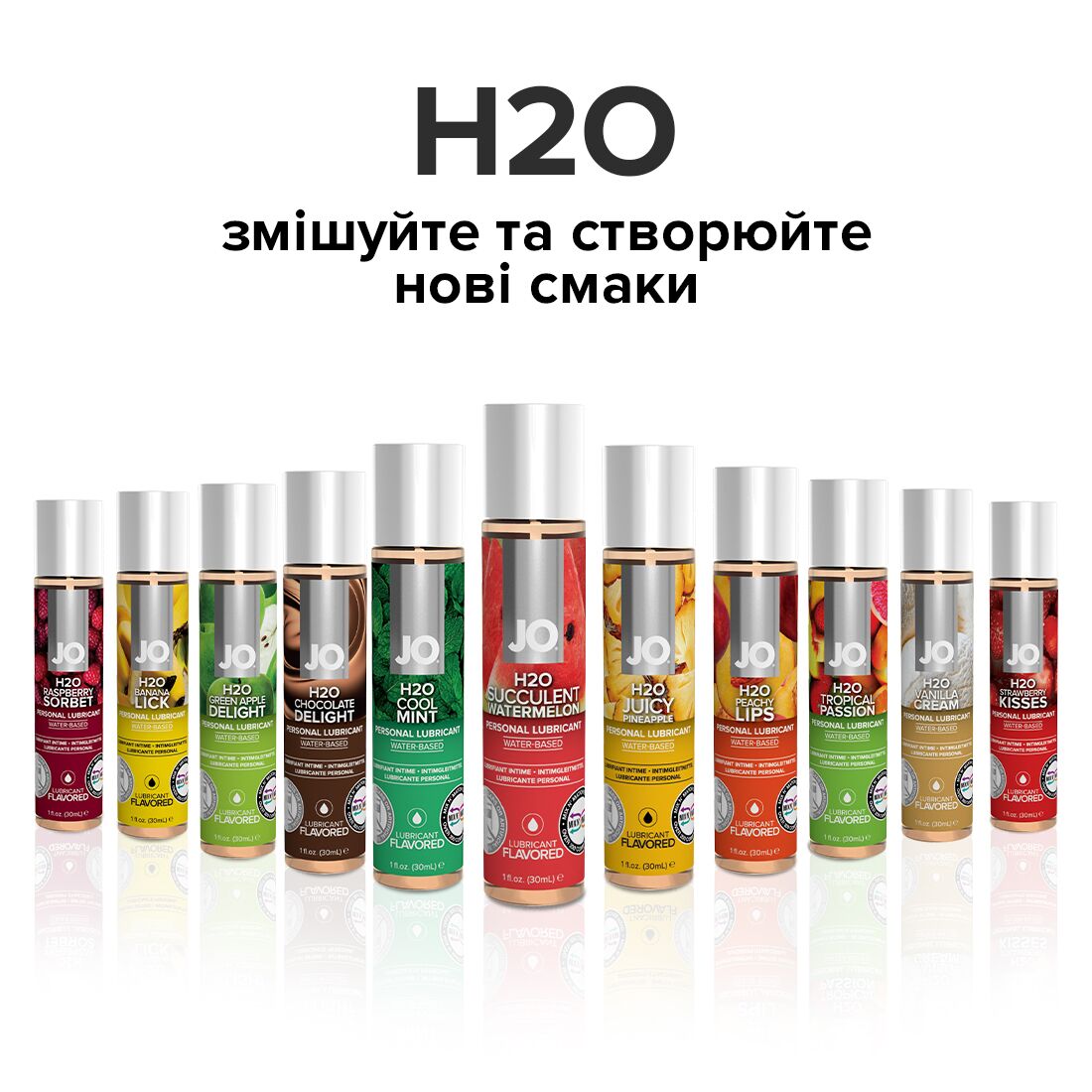 Лубрикант JO H2O Watermelon 30 мл, без цукру, рослинний гліцерин