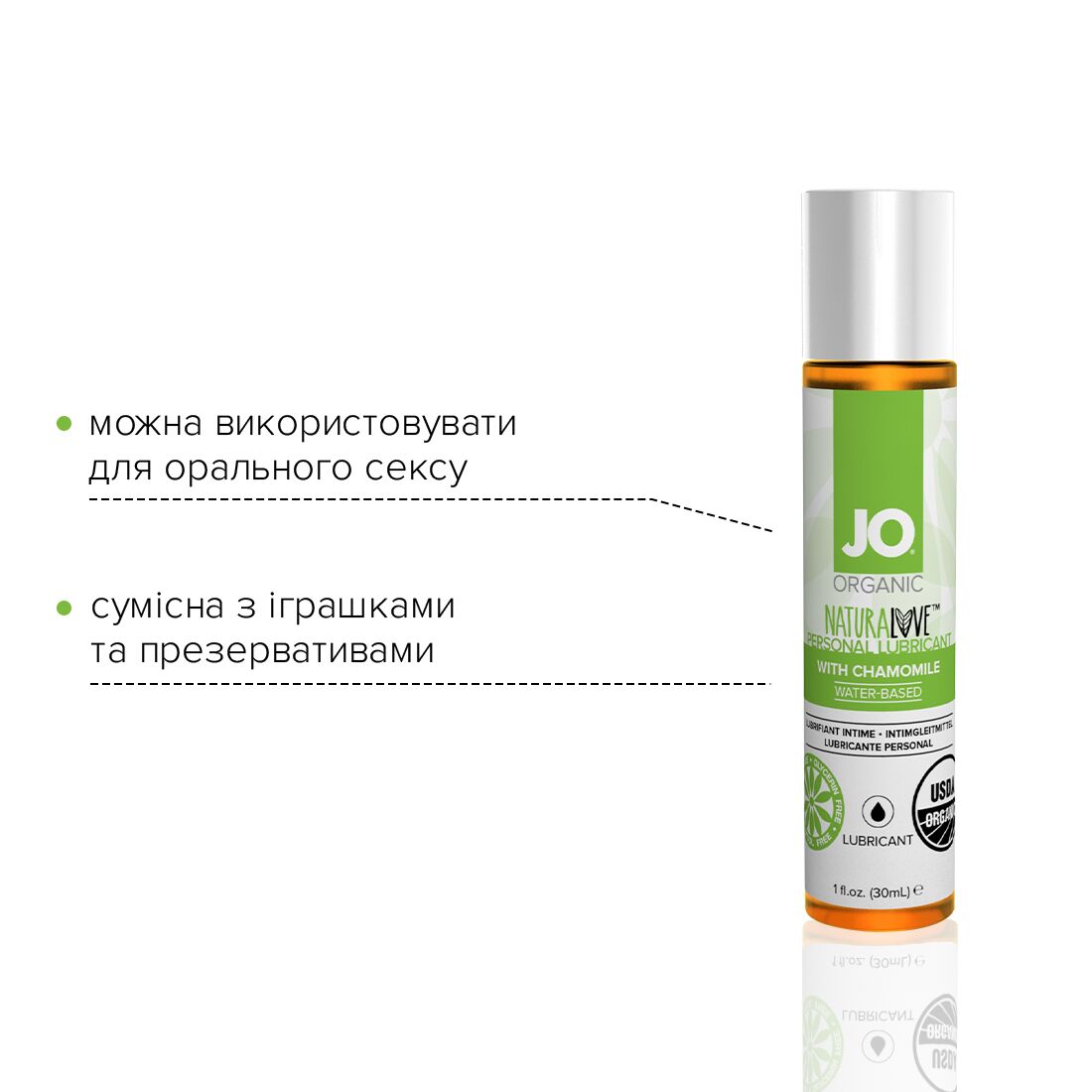 Змазка на водній основі JO NATURALOVE — ORGANIC (30 мл) з екстрактом листя агави та ромашки - Зображення 4
