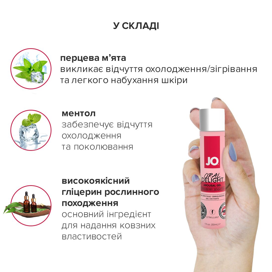 Гель для оральних пестощів JO Oral Delight — Полуничний смак, 30 мл