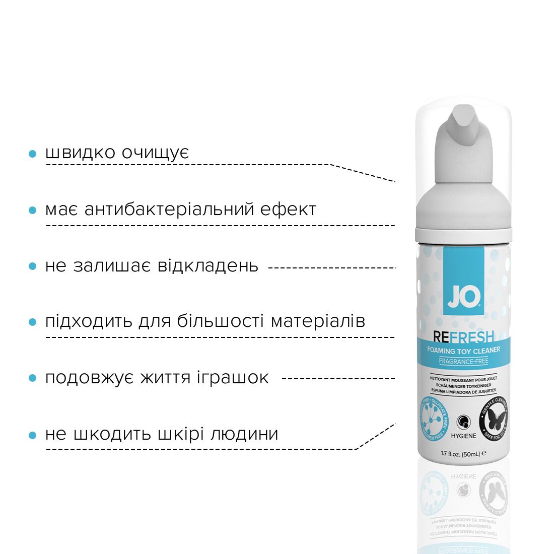 М'яка пінка для очищення іграшок JO REFRESH, дезінфекційна, 50 мл - Зображення 4