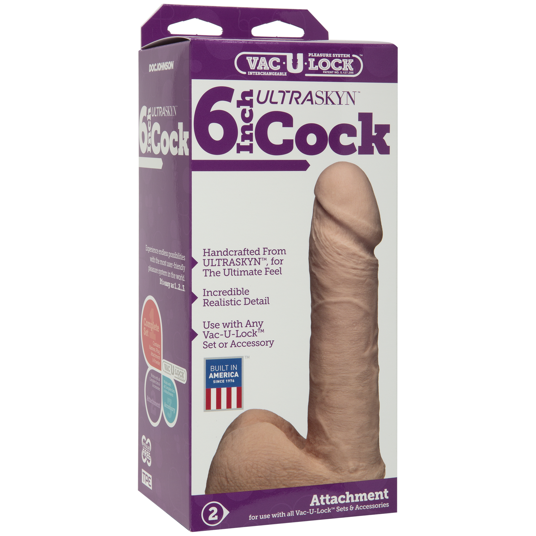 Фалоімітатор Doc Johnson Vac-U-Lock 6 Inch ULTRASKYN - Зображення 2