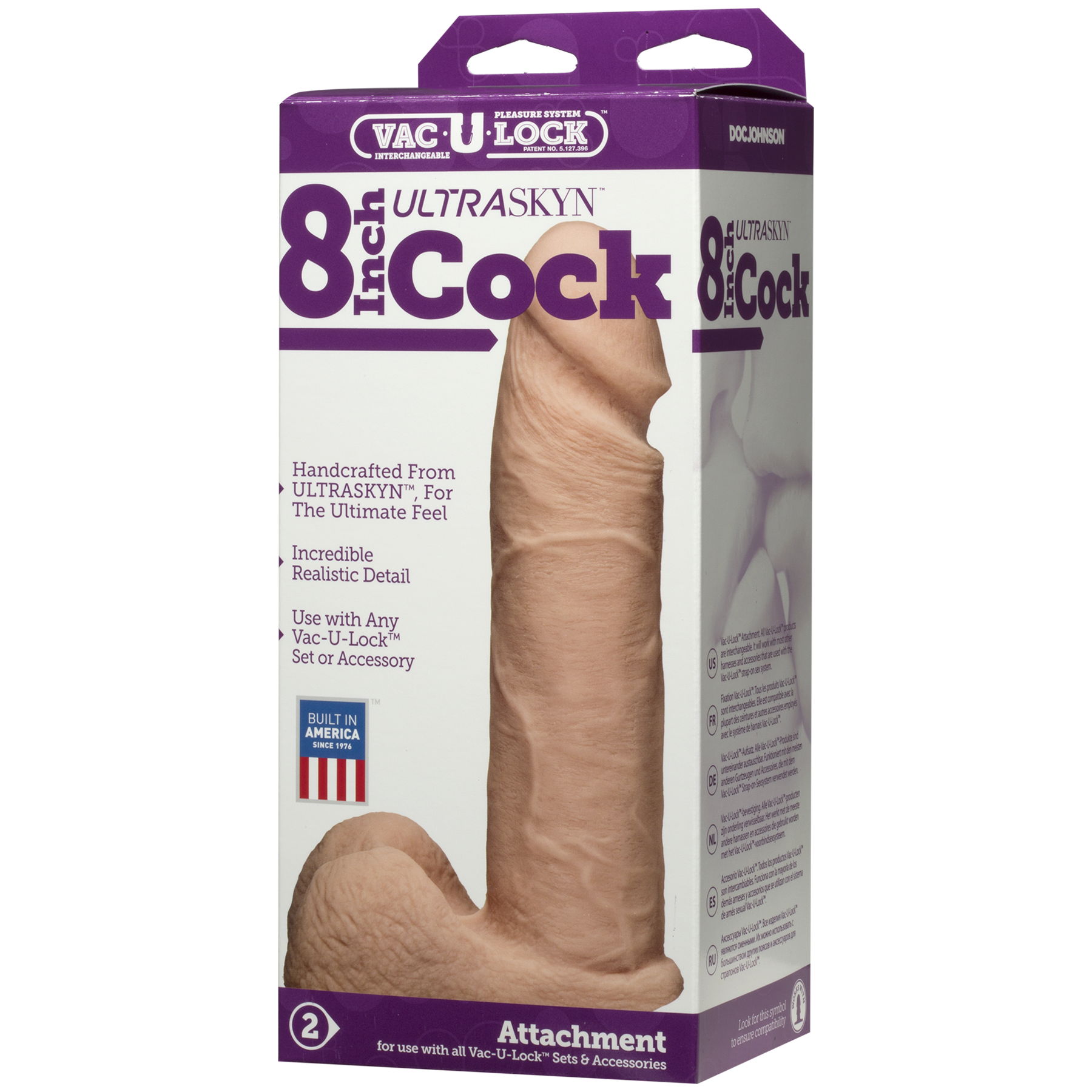 Фалоімітатор Doc Johnson Vac-U-Lock - 8 Inch ULTRASKYN Cock White, діаметр 5,1 см