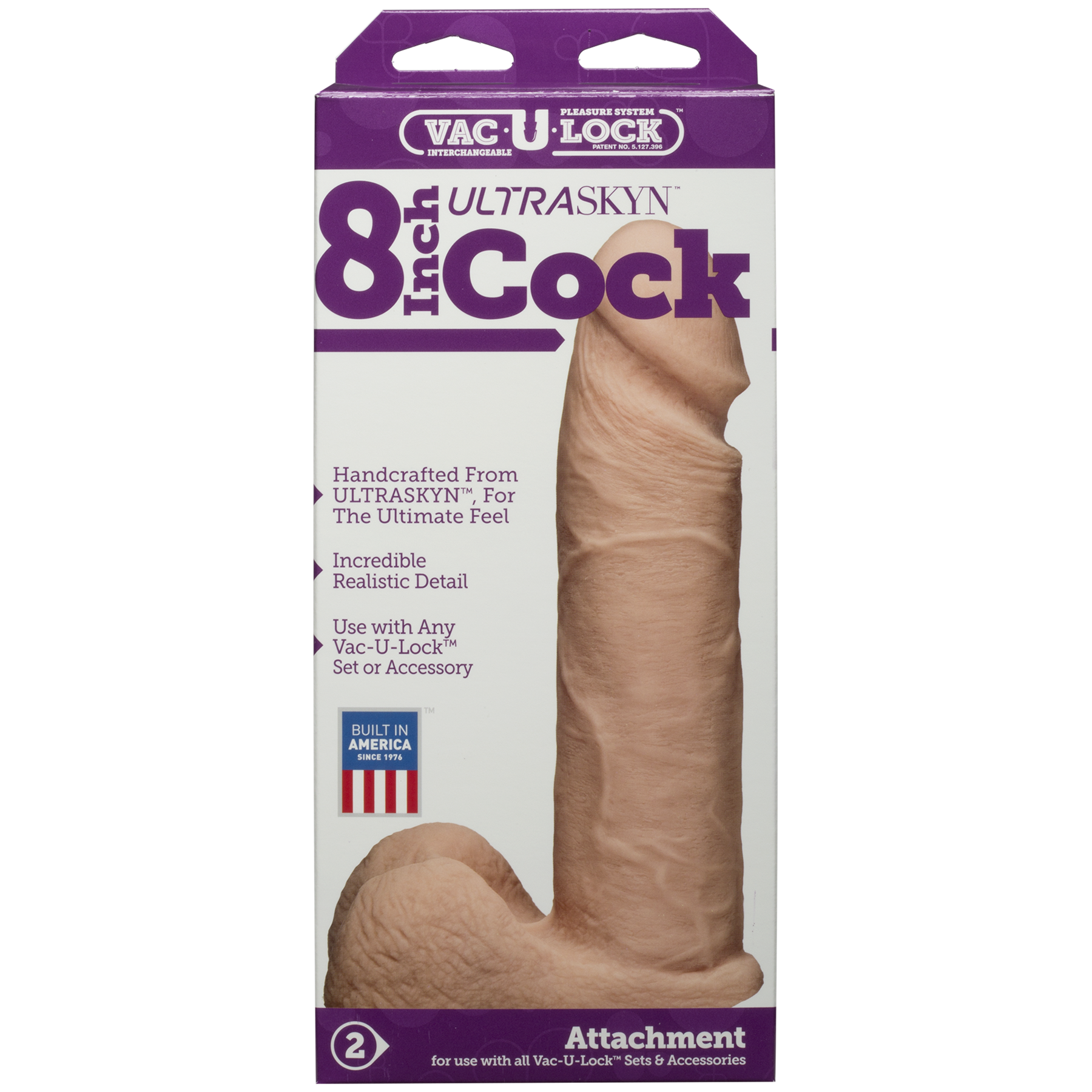 Фалоімітатор Doc Johnson Vac-U-Lock - 8 Inch ULTRASKYN Cock White, діаметр 5,1 см