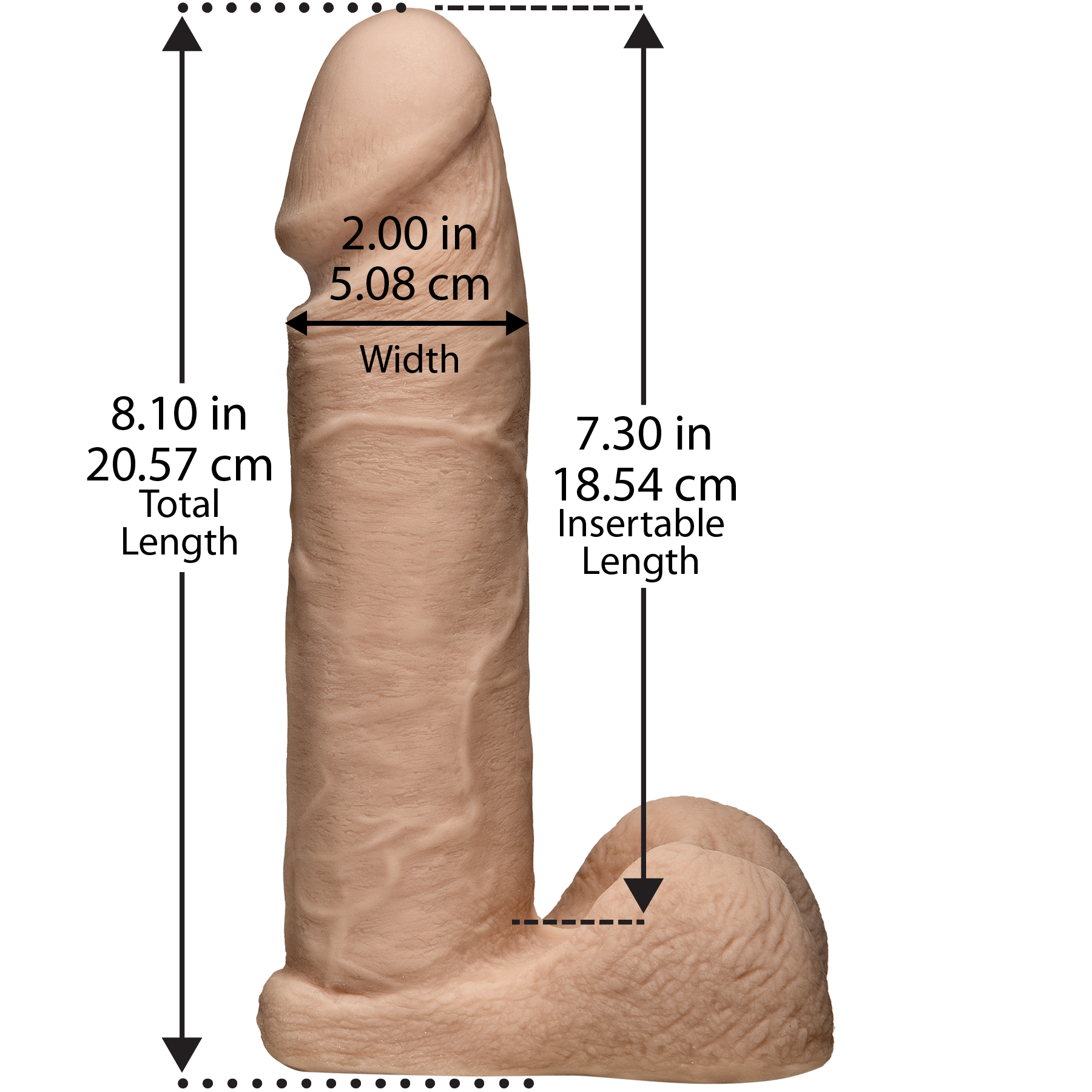 Фалоімітатор Doc Johnson Vac-U-Lock - 8 Inch ULTRASKYN Cock White, діаметр 5,1 см - Зображення 2