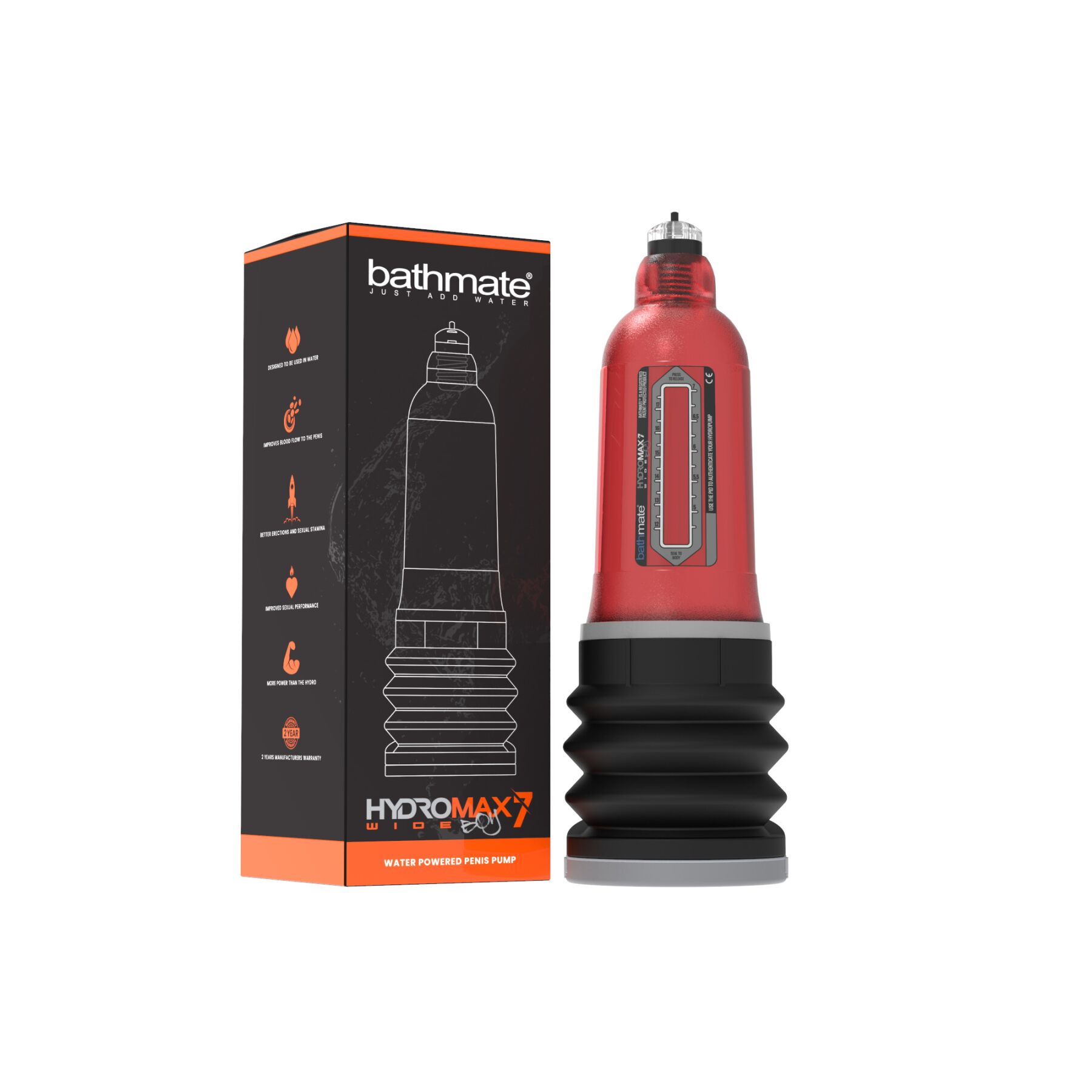 Гідропомпа Bathmate Hydromax 7 WideBoy Red, для члена довжиною від 12,5 до 18 см, діаметр до 5,5 см - Зображення 3