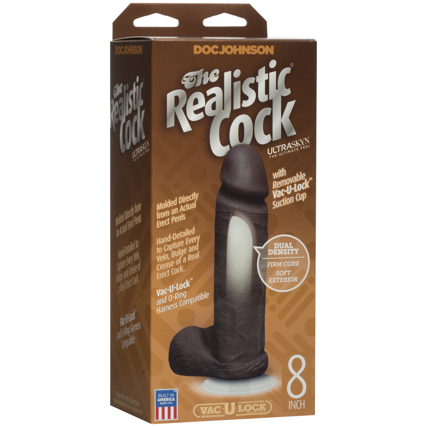 Фалоімітатор Doc Johnson Realistic Cock 8" Black - ULTRASKYN, Vack-U-Lock - Зображення 3