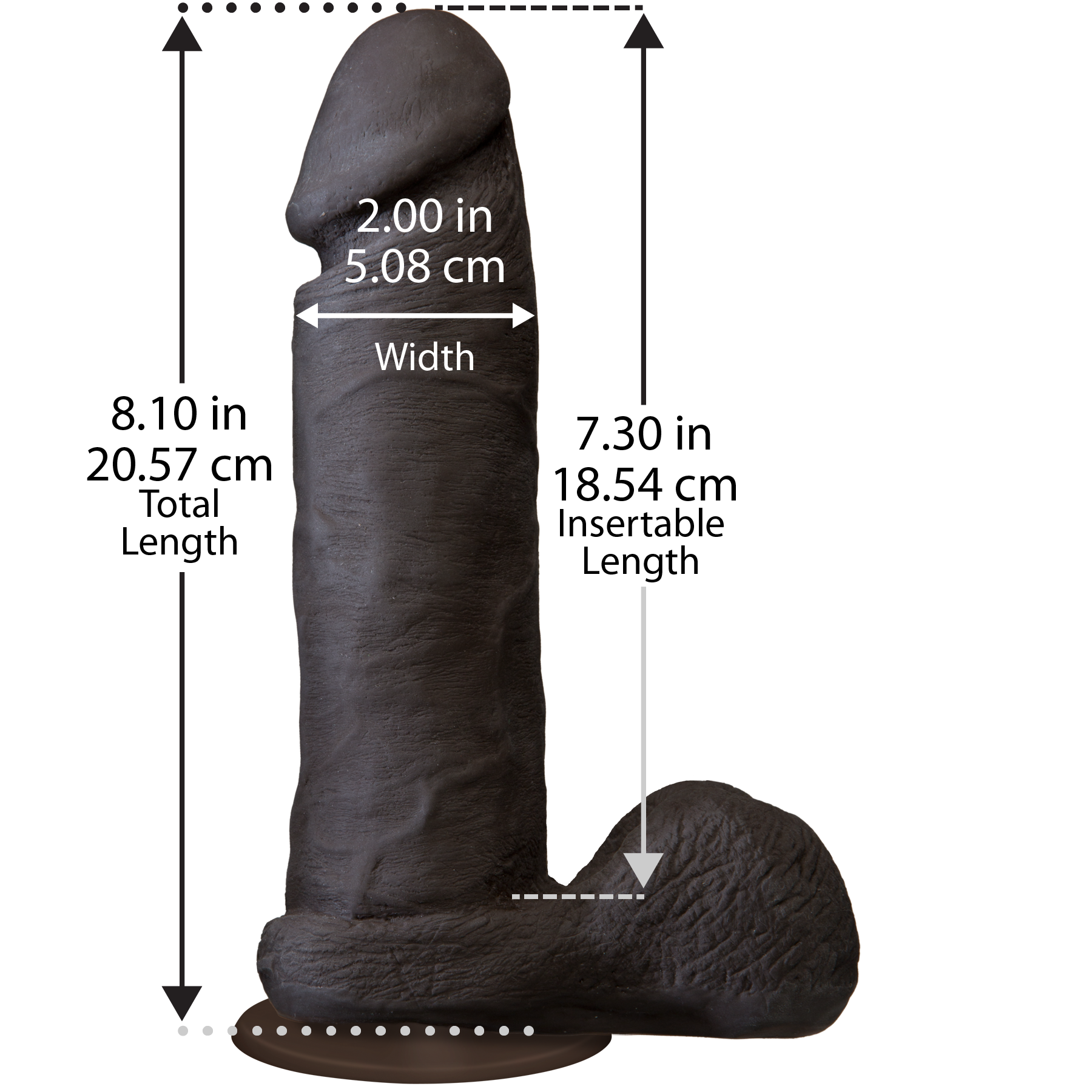 Фалоімітатор Doc Johnson Realistic Cock 8" Black - ULTRASKYN, Vack-U-Lock - Зображення 2